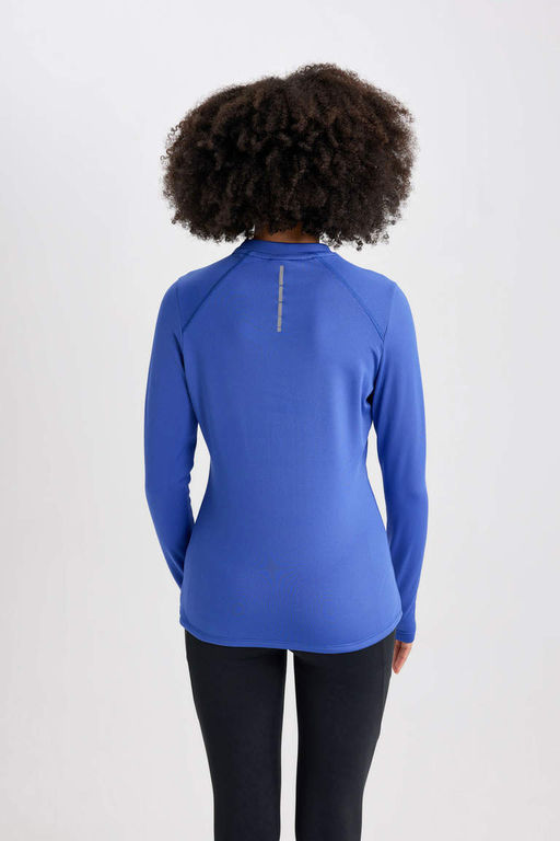 DeFactoFit Футболка с длинным рукавом и воротником стандартной посадки с принтом  фото 5