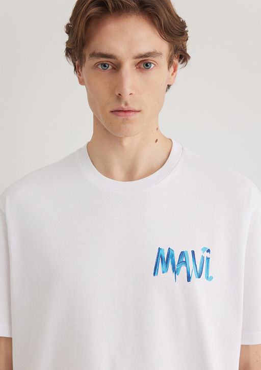 Mavi Bask?l? Beyaz Tisort  фото 6