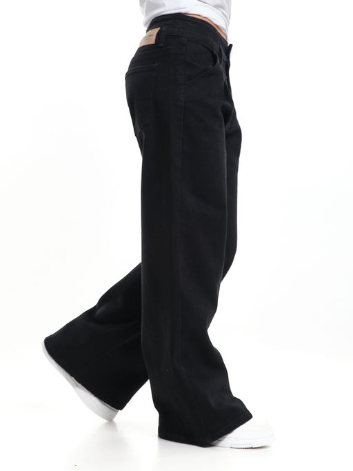 Джинсы черные подростковые палаццо для весны и лета 33-1074 черный - Mini maxi фото 9