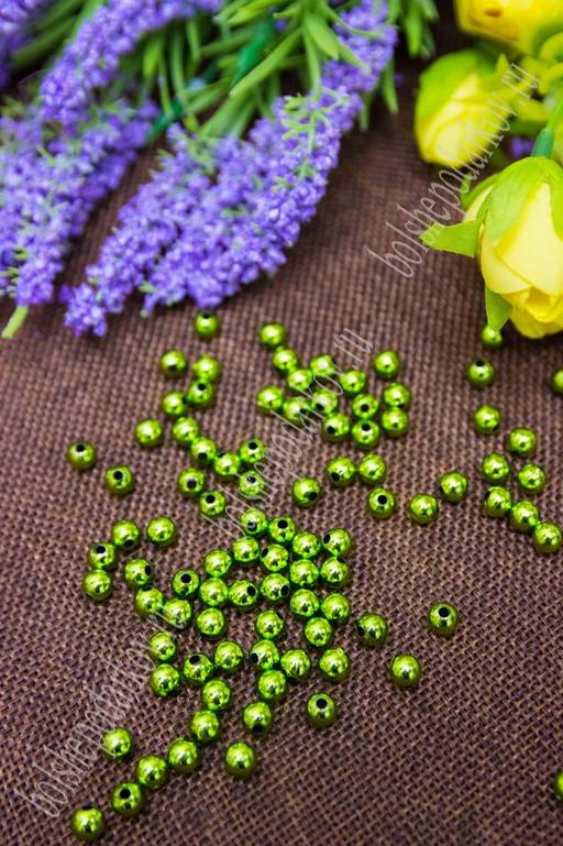 Бусины "Металлик" 6 мм*400 гр (SF-694) фисташковый