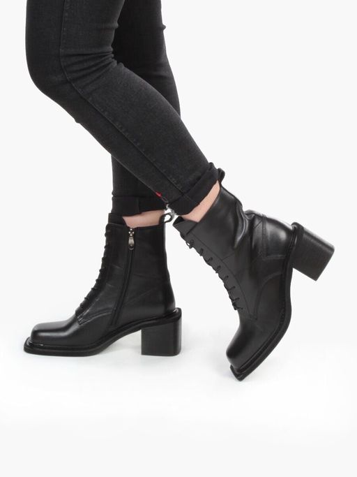 01-E21B-2A BLACK Ботинки демисезонные женские (натуральная кожа, байка) - Фабричный китай фото 5