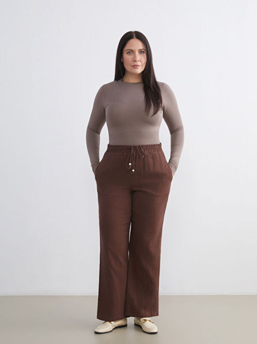 Beli Lastikli Dokulu M?slin Kad?n Pantolon