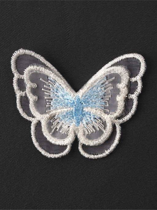 Аппликация для одежды «Бабочка», текстильная, 5×4 см, 10 шт., белая, голубая