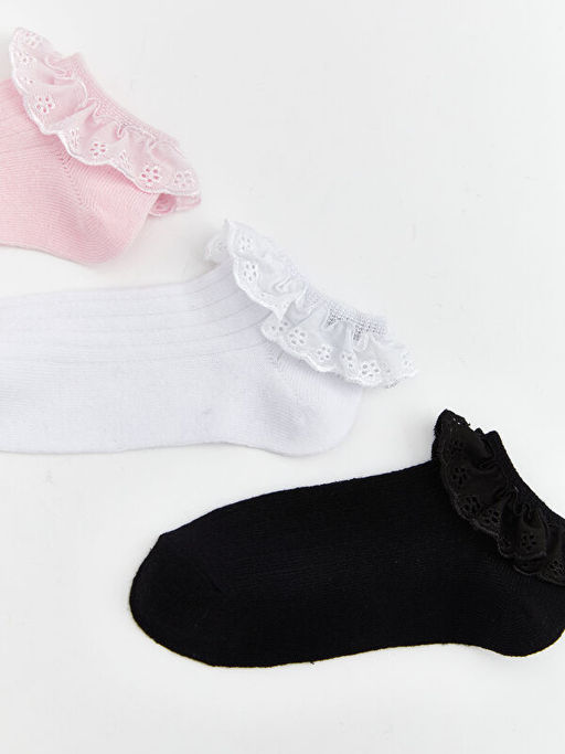 Dantel Detayl? K?z ?ocuk Patik ?orap 3l?