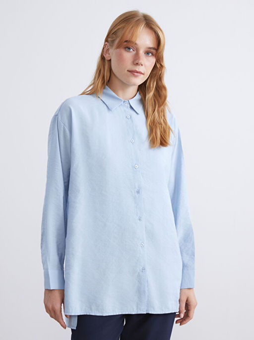 Oversize Modal Kar???ml? Kad?n G?mlek Tunik