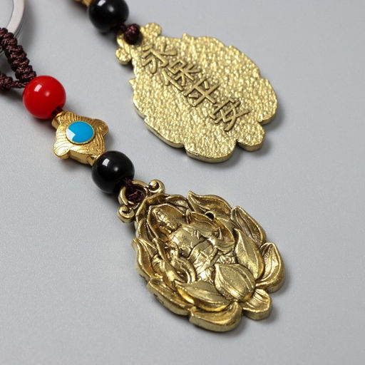 Брелок для ключей на кольце Нэцкэ. Хотей в лотосе, металл, 5 монет, набор 2 шт., h=7.5 см - Simaland фото 3