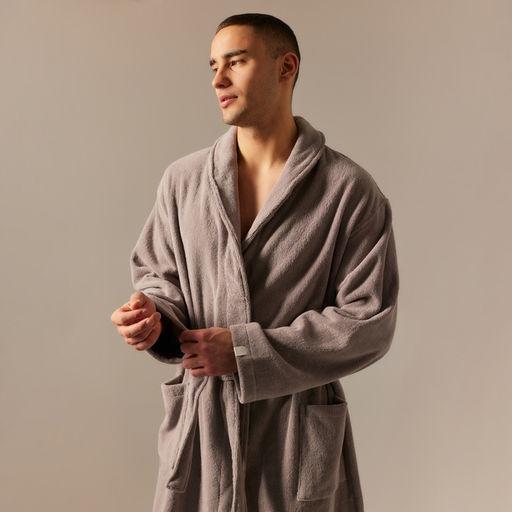 Халат махровый мужской SL HOME: Basic «Софт Мист», размер M, хлопок 100%, серый