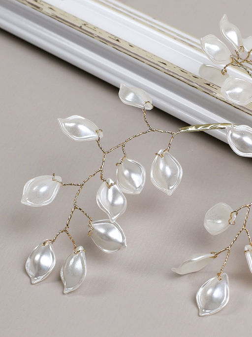 Ветка декоративная стеклярус 34 см / CW0427-4 /уп 818/ 27 лист