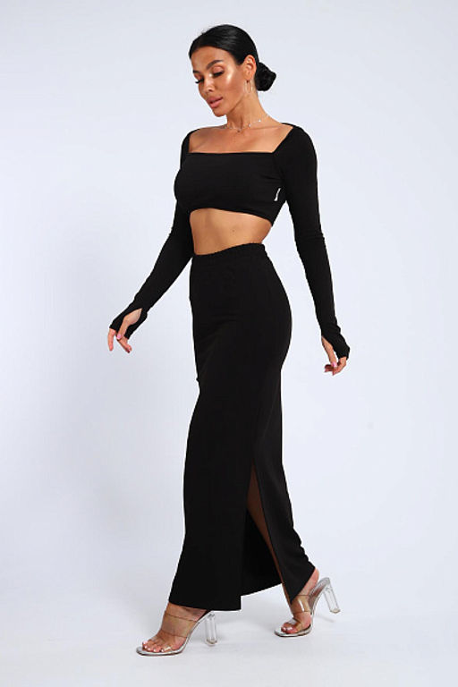 Юбка, футер (01056, черный макси) - Плиона фото 13