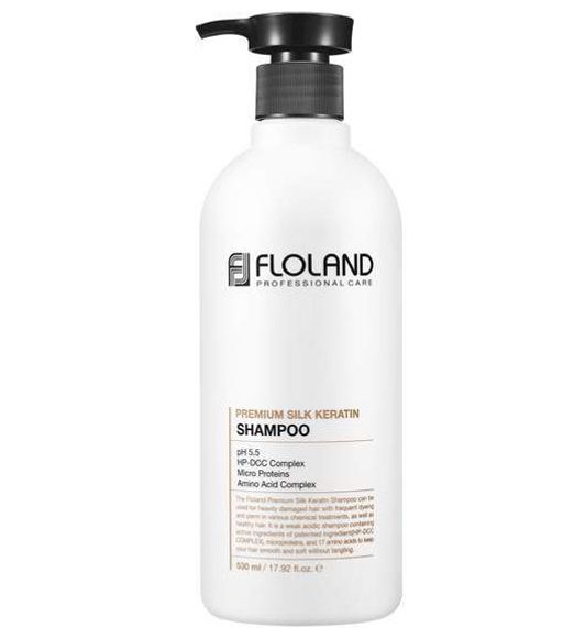 Шампунь восстанавливающий с кератином Floland Premium Silk Keratin Shampoo (530 мл)  фото 2