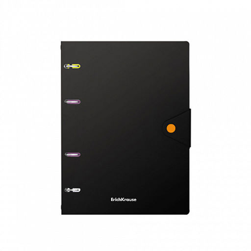 Цена за 24 шт. Тетрадь общая с пластиковой обложкой на кольцах ErichKrause Accent, ассорти, А5, 80 листов, клетка, на кнопке  фото 3