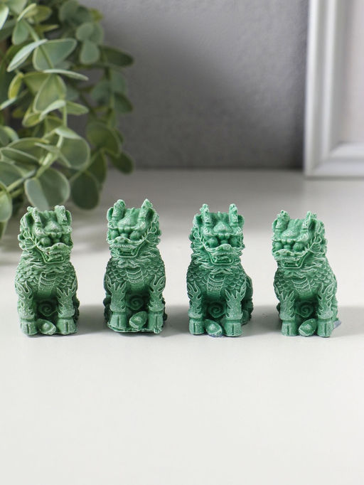 Набор фигурок 4 шт. «Собаки Фу», полистоун, зелёный, 2.3×4.5×5 см