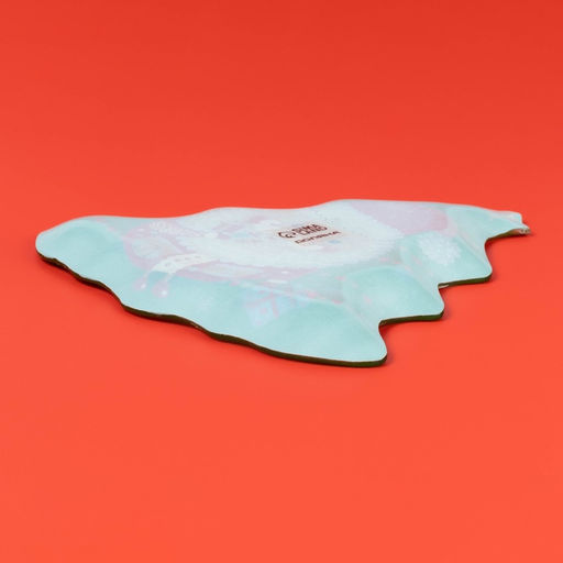 Блюдо новогоднее сервировочное Доляна «Ёлочка. Дед мороз с подарками», 24.5×24.7×2 см, стекло