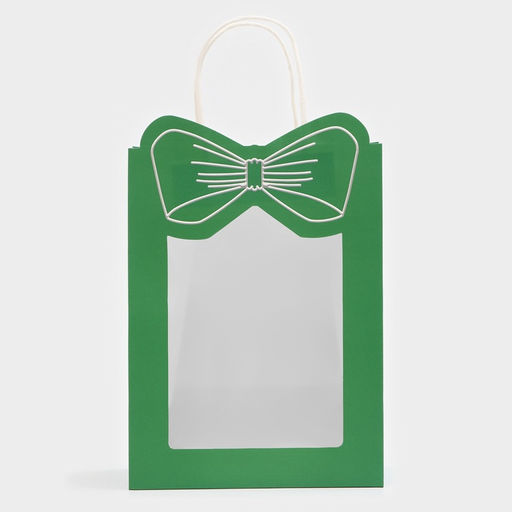 Цена за 2 шт. Пакет подарочный с окном «Бант», 19×26×13 см, зеленый