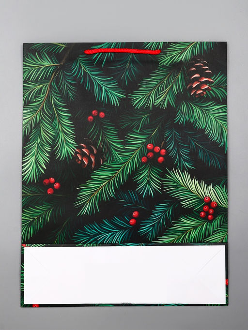 Цена за 2 шт. Пакет подарочный новогодний ламинированный, «Шишки», 33×10×42.5 см