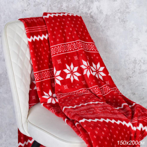 Плед флисовый 150х200 см Красный с белыми снежинками / GP611-4 /уп 100/ 696142 - ГалеонТрейд фото 7