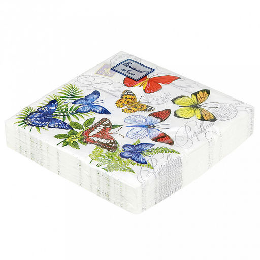 Салфетки бумажные Bouquet de Luxe 24х24см, 3-х слойные, 25 штук в упаковке, 100% целлюлоза, Бабочки (Россия) - Домашняя Мода фото 2