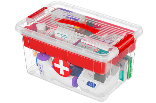 Контейнер StorMax Аптечка 35,5*23,8*19 см с крышкой с 2-мя защелками +вкладыш (прозр-красный)(650) - Elan gallery фото 17
