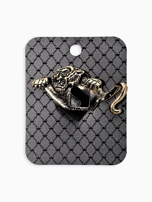 Брошь для кармана "Тигр", цвет чернёное золото
