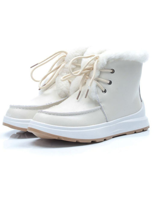 11-P2 BEIGE Ботинки зимние женские (натуральная кожа, нат. мех и шерсть)