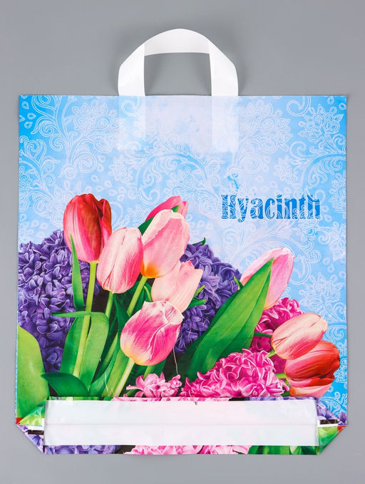 Цена за 25 шт. Пакет Гиацинт, полиэтиленовый с петлевой ручкой 38?40 см, 40 мкм