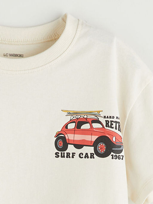 Bisiklet Yaka Araba Bask?l? Erkek ?ocuk Ti??rt