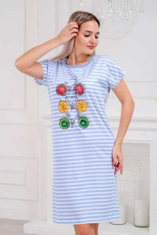 Сорочка женская со спущенным плечом Fruits&bikes голубой - Амадэль фото 3