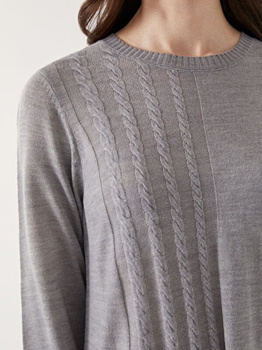 Bisiklet Yaka Dokulu Kad?n Triko Elbise