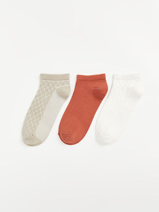 Kendinden Desenli Kad?n Patik ?orap 3l?