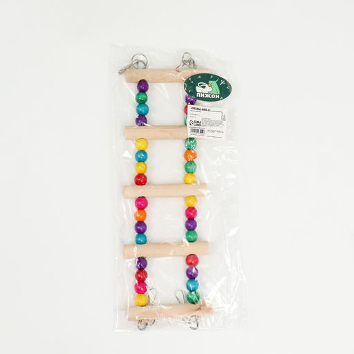 Игрушка для птиц Лесенка с бусинами, 28 см, микс цветов - Пижон фото 7