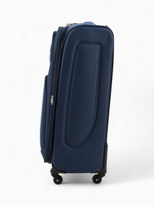 Чемодан на колёсах Royalbag большой 104 л (L), на молнии, с увеличением, кодовый замок, 4 колеса, синий