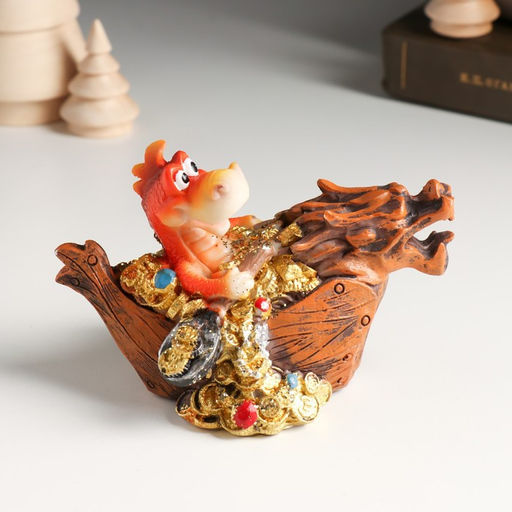 Копилка для денег «Дракоша на лодке-драконе», полистоун, 12×6.8×7.8 см, МИКС