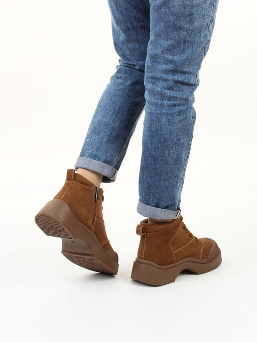 04-WD021-1M BROWN Ботинки зимние женские (натуральная замша, 100% шерсть)