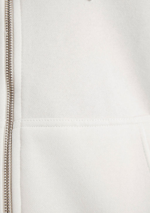 Kapusonlu Fermuarl? Beyaz Basic Sweatshirt - Mavi фото 8