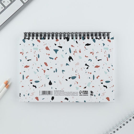 Скетчбук в твердой обложке на гребне А5, 80 л. 100 г/м Мрамор - Artfox фото 7