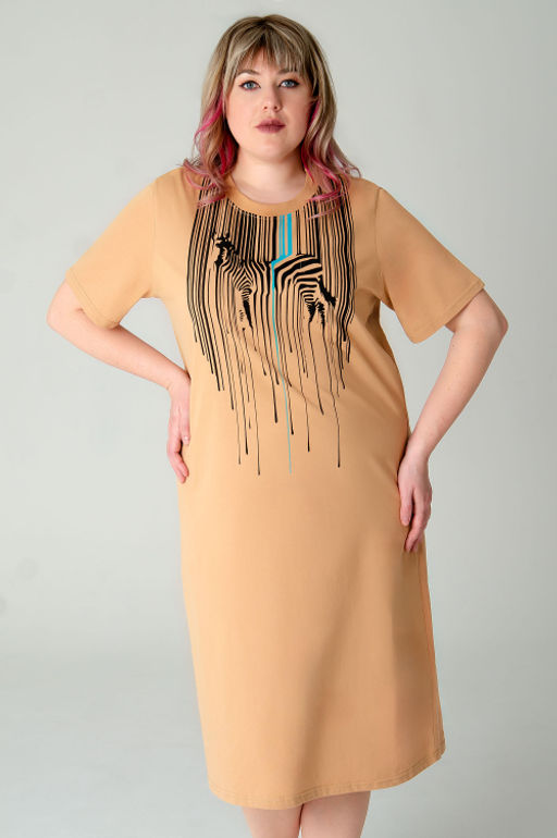 Арт. 4155 Туника женская 52-60 (5 шт) Цвет:бежевый - Калинка фото 8