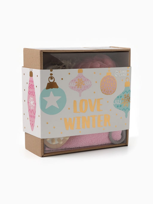 Новогодний подарочный набор «Этель» Love winter, 5 предметов, полотенце 30×60 см, мочалка, массажёр