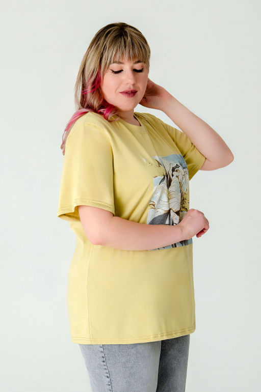 Арт. 3-1154 Футболка женская 50-58 (5 шт) Цвет:горчичный - Калинка фото 21