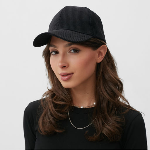 Бейсболка однотонная MINAKU, чёрная, размер 56-58, вельвет