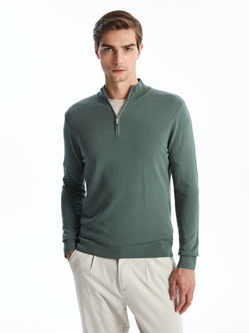 Dik Yaka Uzun Kollu Erkek Triko Kazak