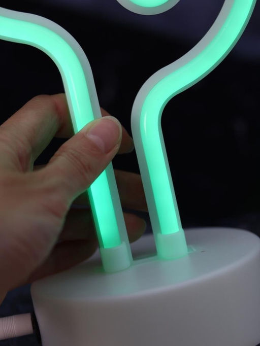 Неоновый LED ночник настольный "Cute cactus", зелёное свечение (24х28,5 см)