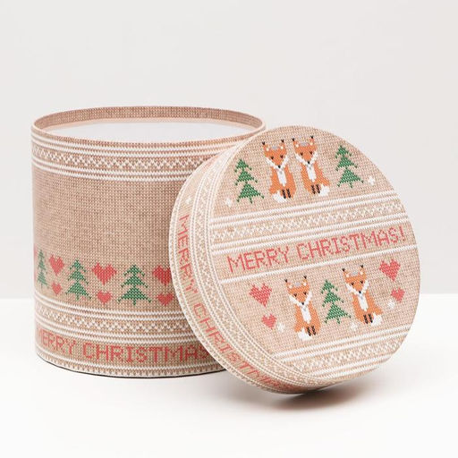 Набор круглых новогодних коробок 5 в 1 Вязаный 2, 23?23?25 - 15?15?15 см - UPAK LAND фото 2