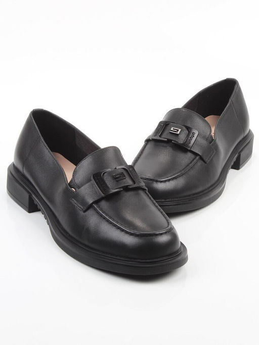 03-DEB57-1 BLACK Лоферы женские (натуральная кожа)