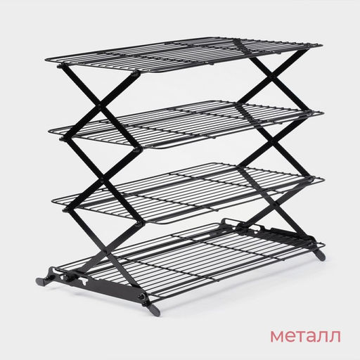 Решётка для глазирования и остывания кондитерских изделий KONFINETTA, 4 яруса, 43.5?25.5?8 см, чёрная  фото 2