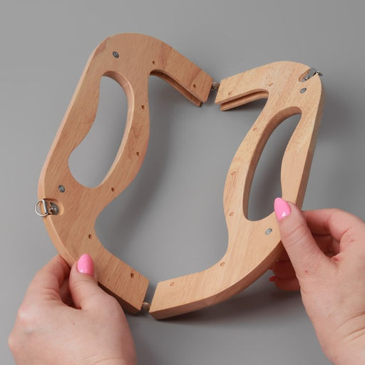 Ручка-фермуар для сумки, деревянная, на магнитах, с креплением, 27×12×2.5 см, бежевая