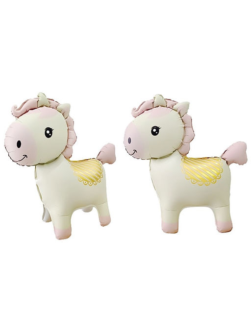 Цена за 2 шт. Воздушный шар фольгированный 3D 25" Лошадка, кремовый