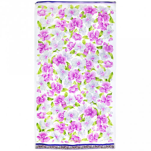 "Япония-2030" Полотенце махровое 100х150см, плотность 300гр/м2, 100% хлопок, "Орхидея светлая", белый, Bolangde (Китай)