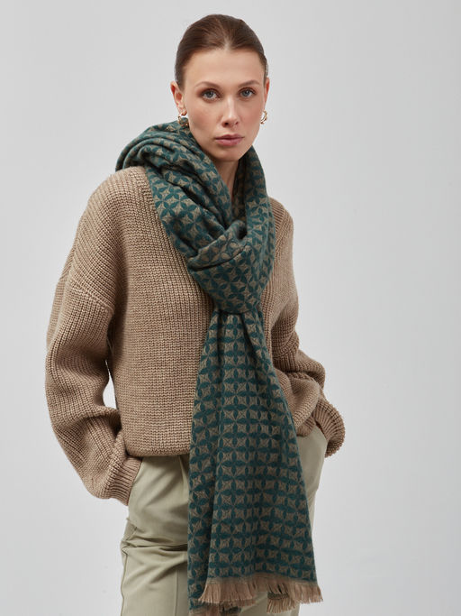 В составе шерсть и кашемир! теплый двусторонний палантин - Tantino фото 12