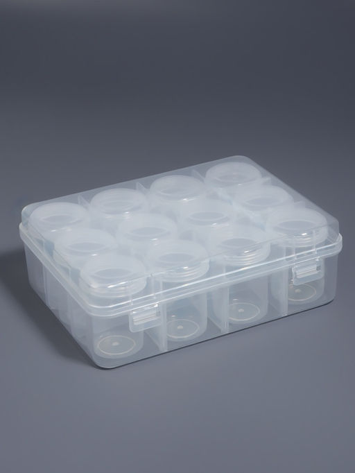 Органайзер для хранения мелочей, 12 баночек, 18.5×14×5 см, прозрачный