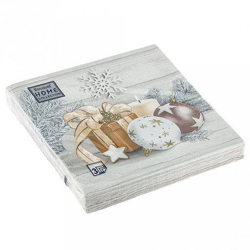 Салфетки бумажные "Bouquet Home Collection Classic" 33х33см, 3-х слойные, 20 штук в упаковке, 100% целлюлоза, "Праздничный натюрморт. Золото" (Россия)